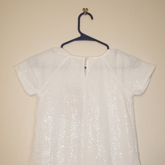 Peek Kids Girl's White Allover Sequins Save the Arctic Short Sleeve Dress 8 - Picture 5 of 12